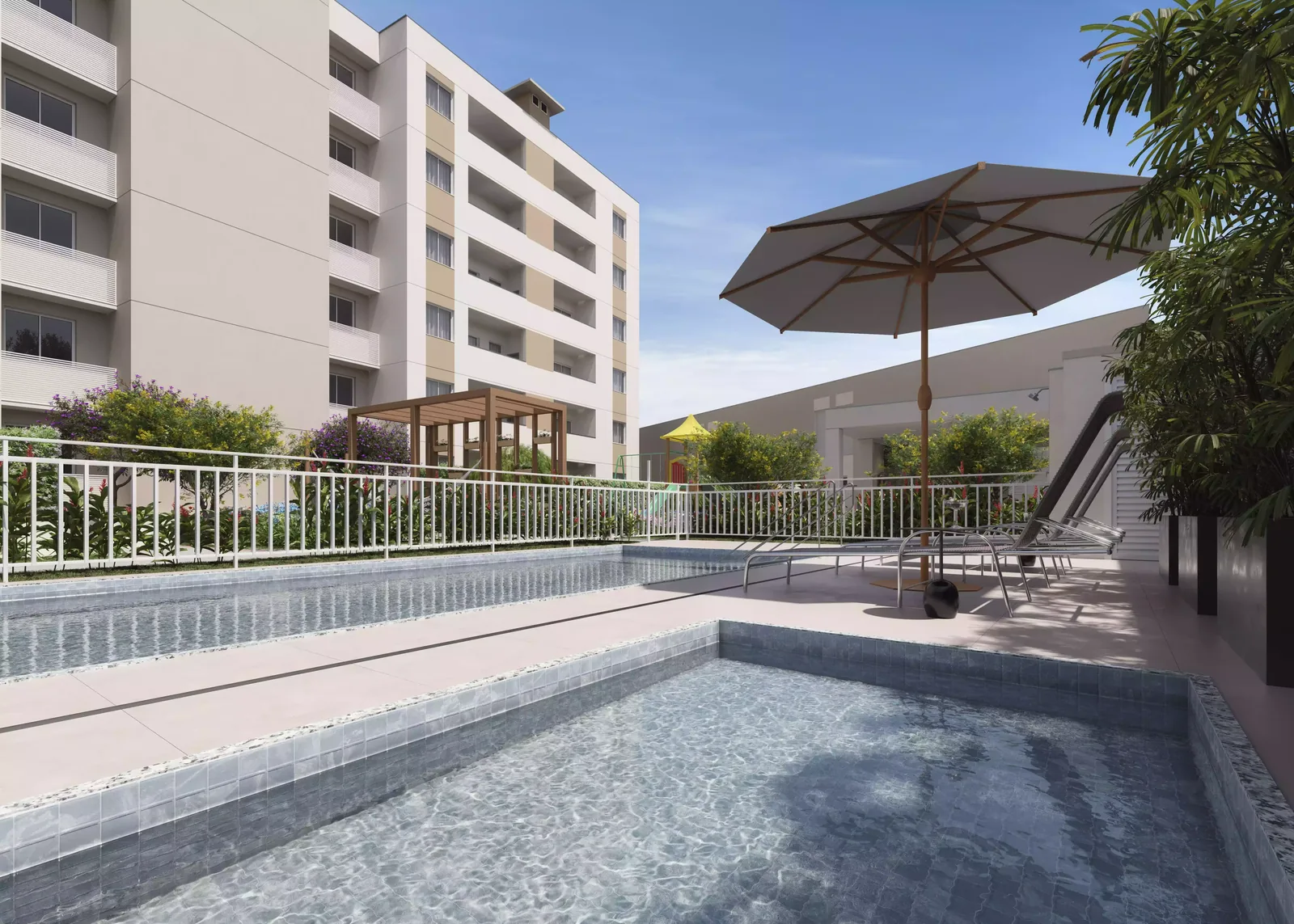 Piscina com deck
