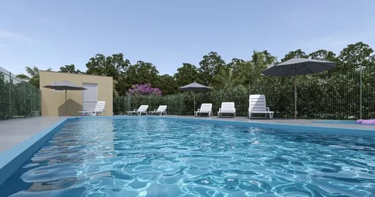 Piscina com deck